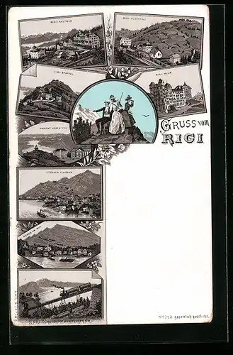 Lithographie Rigi, Kaltbad, Klösterli, Kulm