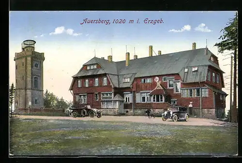 AK Auersberg i. Erzgeb., Blick auf Unterkunftshaus Auersberg