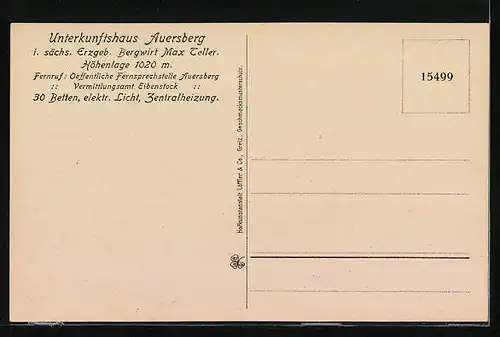 AK Auersberg i. Erzgeb., Blick auf Unterkunftshaus Auersberg