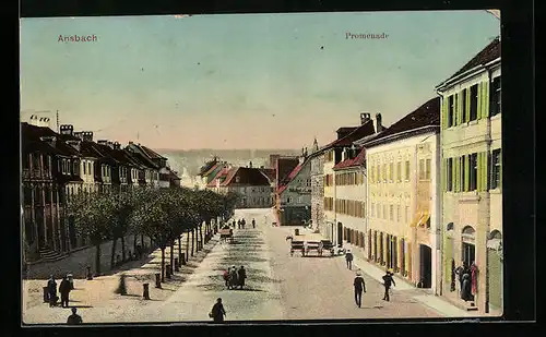 AK Ansbach, Promenade mit Passanten