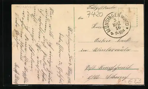 AK Münsingen, Ortsansicht im Winter