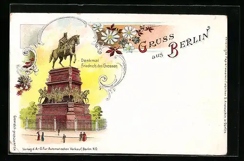 Lithographie Berlin, Denkmal Friedrich des Grossen