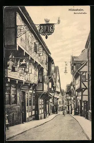 AK Hildesheim, Schuhstrasse mit Gasthof zum Weissen Ross von Ludwig Pape