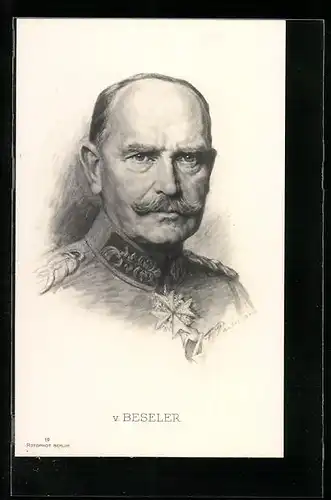 Künstler-AK Heerführer v. Beseler in Uniform