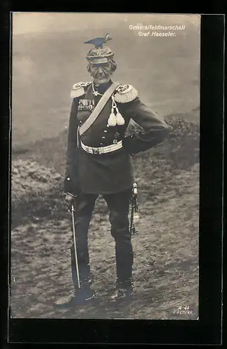 AK Generalfeldmarschall Graf Haeseler in Uniform mit Degen