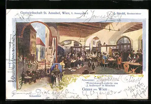 AK Wien, Gastwirtschaft St. Annahof, Annagasse 3, Schankhof, Schwemme