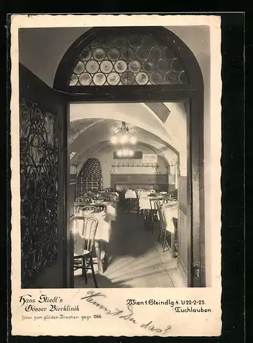 AK Wien, Restaurant zum gülden Drachen, Haus Stiedl`s Hösser Bierklinik