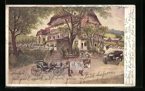 Künstler-AK Wien, Restaurant und Meierei Hubertushof