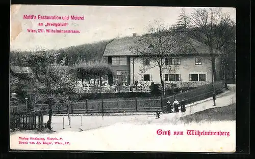 AK Wien-Wilhelminenberg, Blick auf Mottl`s Restaurant und Meierei