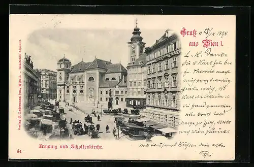 AK Wien, Freyung und Schottenkirche von oben