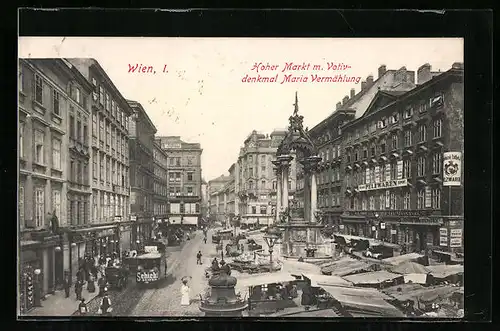 AK Wien, Hoher Markt mit Votivdenkmal Maria Vermählung