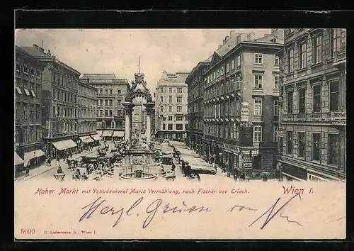 AK Wien, Hoher Markt mit dem Votivdenkmal nach Fischer von Erlach