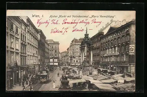 AK Wien, Hoher Markt mit dem Votivdenkmal Maria Vermählung