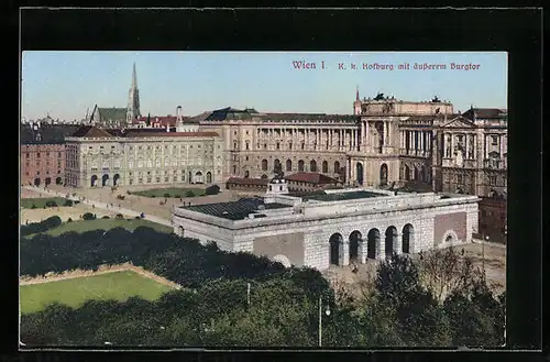 AK Wien, Hofburg mit äusserem Burgtor aus der Vogelschau