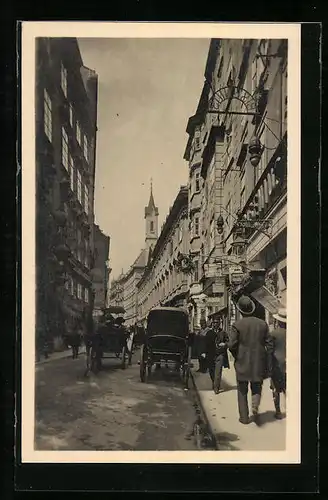 AK Wien, Singerstrasse mit Passanten