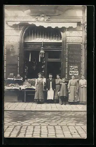 Foto-AK Wien, Gemischtwaren Johann Bammer, Neubaugasse 7