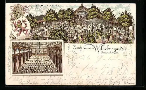 Lithographie Braunschweig, Gasthaus Wilhelmsgarten, Innenansicht