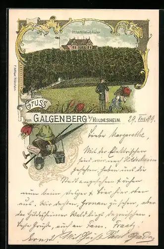 Lithographie Hildesheim, Restaurant G. Fischer auf dem Galgenberg