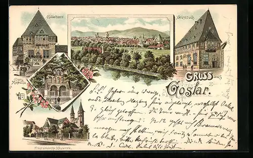 Lithographie Goslar, Gildehaus, Klosterkirche