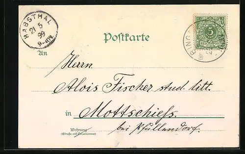 Lithographie Gotha, Schlossberg, Oberer Hauptmarkt mit Rathaus