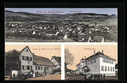 AK Haubersbronn, Gasthaus zum Rössle, Schulgebäude, Gesamtansicht