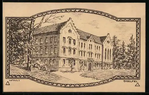 Künstler-AK Coburg, Blick zur Oberrealschule