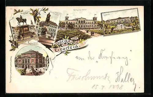 Lithographie Elberfeld, Zoologischer Garten, Stadt-Theater