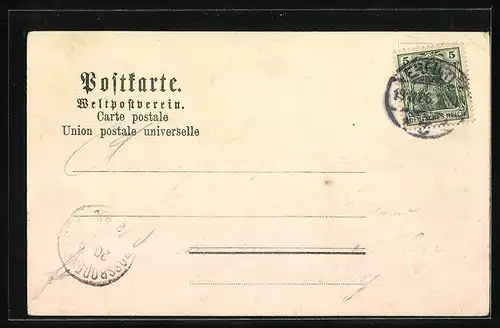 Lithographie Erfurt, Der Anger, Bahnhof