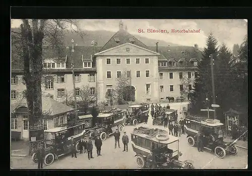 AK St. Blasien, Motorbahnhof aus der Vogelschau