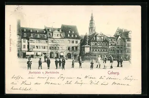 AK Coburg, Marktplatz und Moritzkirche