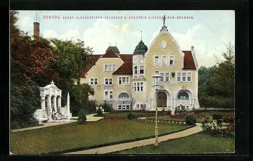 AK Coburg, Ernst Alexandrinen-Volksbad und Herzogin Alexandrinen-Brunnen