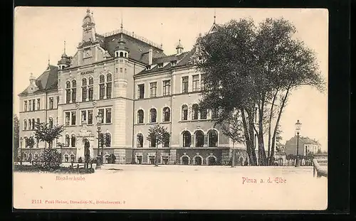 AK Pirna a. d. Elbe, Blick zur Realschule