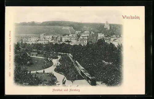 Relief-AK Wiesbaden, Nerothal und Neroberg