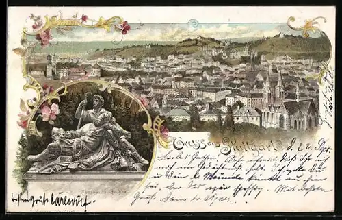 Lithographie Stuttgart, Eberhards Gruppe, Panoramaansicht