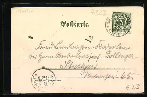 Lithographie Kuchalb, Gasthaus Kuchalb mit Blick in das Tal