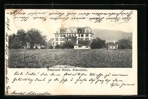 AK Eckwälden, Blick nach dem Pensionat Härlin