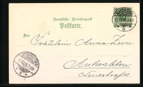 Lithographie Magdeburg, Breite Weg, Kriegerdenkmal, Dom und Dom Chor