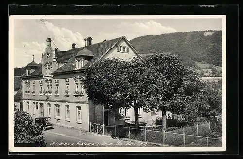 AK Unterhausen, Gasthaus z. Krone, Bes.: Karl Reiff