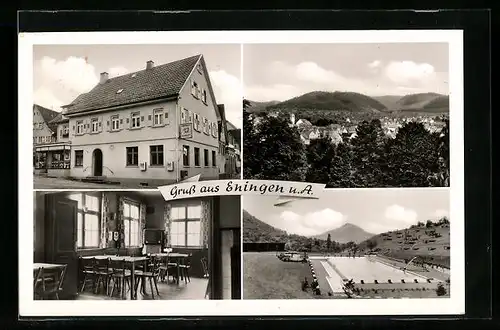 AK Eningen u. A., Gasthaus und Bäckerei Zum Tal, Inh.: Otto Roth, Ortsansicht