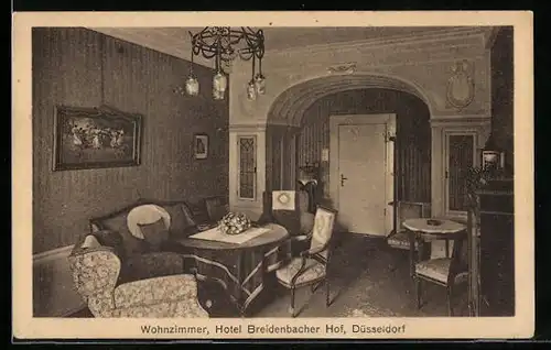 AK Düsseldorf, Wohnzimmer im Hotel Breidenbacher Hof