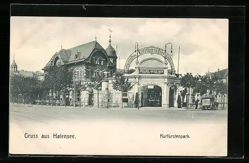 AK Berlin-Halensee, Gasthaus Kurfürstenpark, Strassenansicht mit Eingang