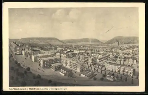AK Geislingen-Steige, Blick auf die Württembergische Metallwarenfabrik