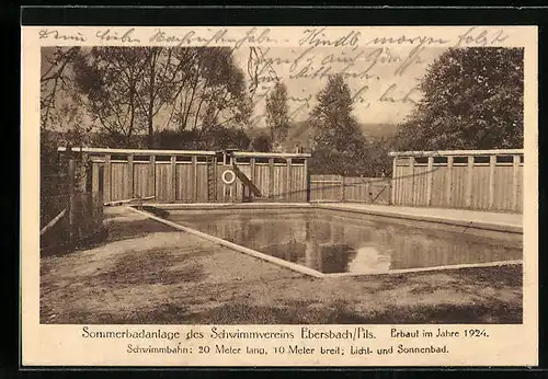 AK Ebersbach / Fils, Blick in die Sommerbadanlage des Schwimmvereins Ebersbach