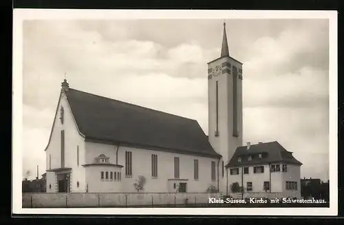 AK Klein-Süssen, Blick auf die Kirche mit dem Schwesternhaus