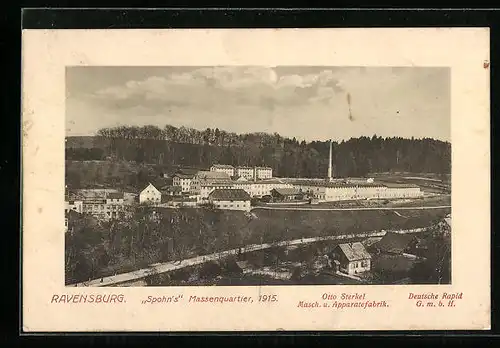 AK Ravensburg, Fabrik Spohn mit Massenquartier