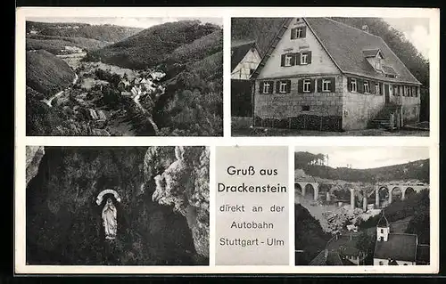 AK Drackenstein, Gasthaus zurm Hirsch, Brücke / Viadukt