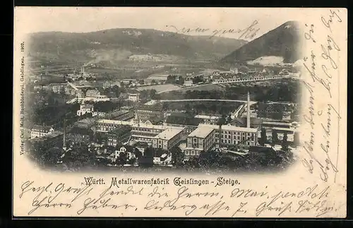 AK Geislingen-Steige, Blick auf die Metallwarenfabrik