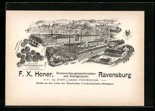 AK Ravensburg, Fabrikanlagen F.X. Honer Grosswerkzeugmaschinenbau und Eisengiesserei, Blechbearbeitungsmaschinen