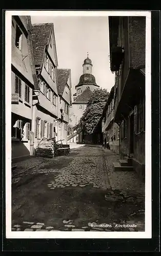 AK Winnenden, Kirchstrasse mit Kirchblick