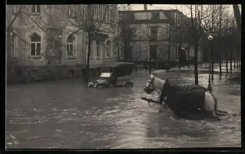 AK Coburg, Hochwasser in den Strassen der Stadt